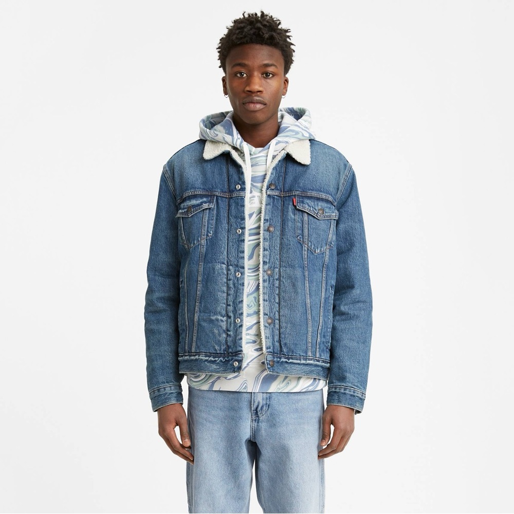 Levi's Blue Jean Jacket with White Sherpa Lining